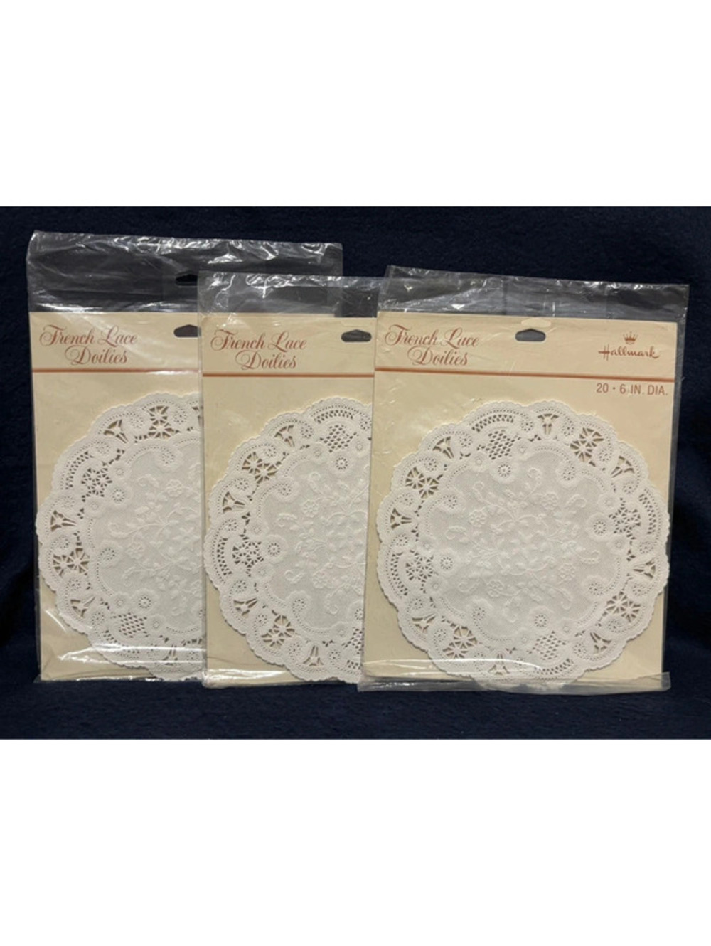 3 packs of 20 vintage Hallmark French Lace paper doilies